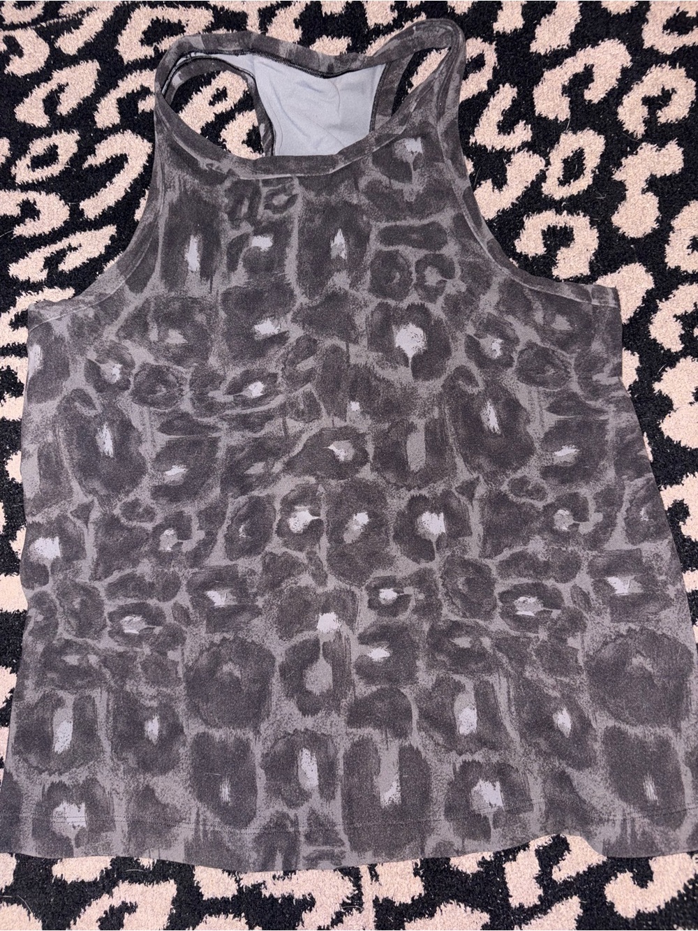 lululemon athletica Gray Leopard Print Racerback Tank
